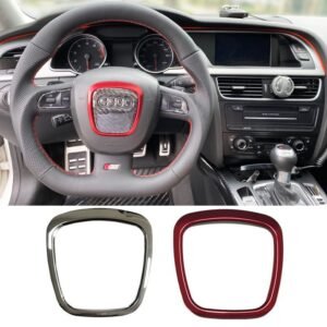 Steering Wheel Trim Cover Silver Red for Audi A4/S4/A5/S5/RS5 - B8 Models